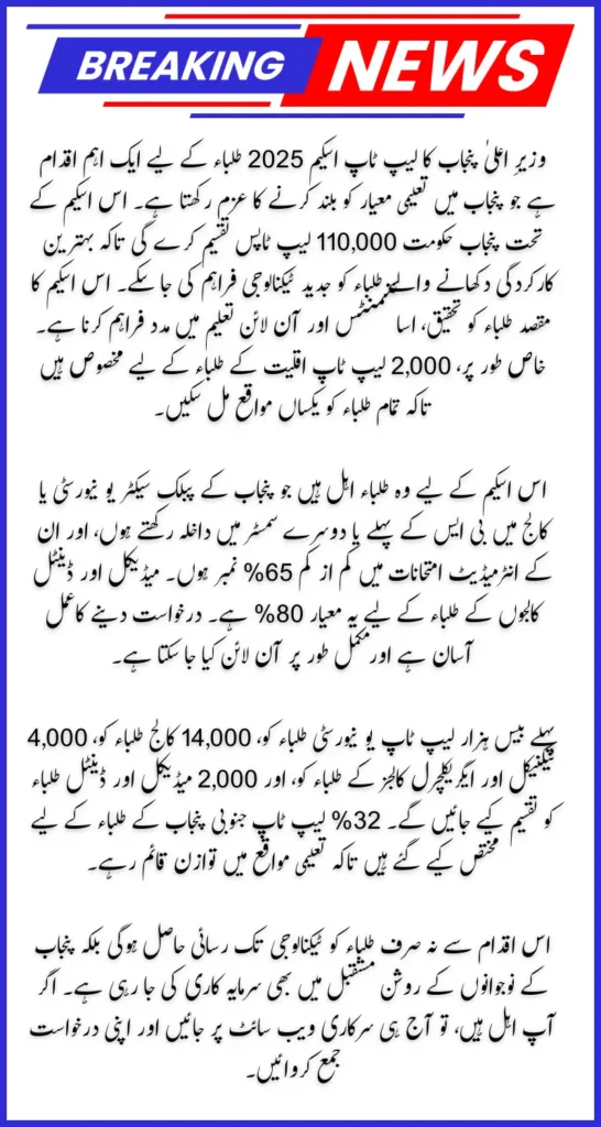 CM Punjab Laptop Scheme 2025 Distribution to Begin Soon