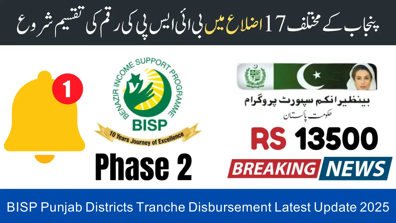 BISP Punjab Districts Tranche Disbursement Latest Update 2025
