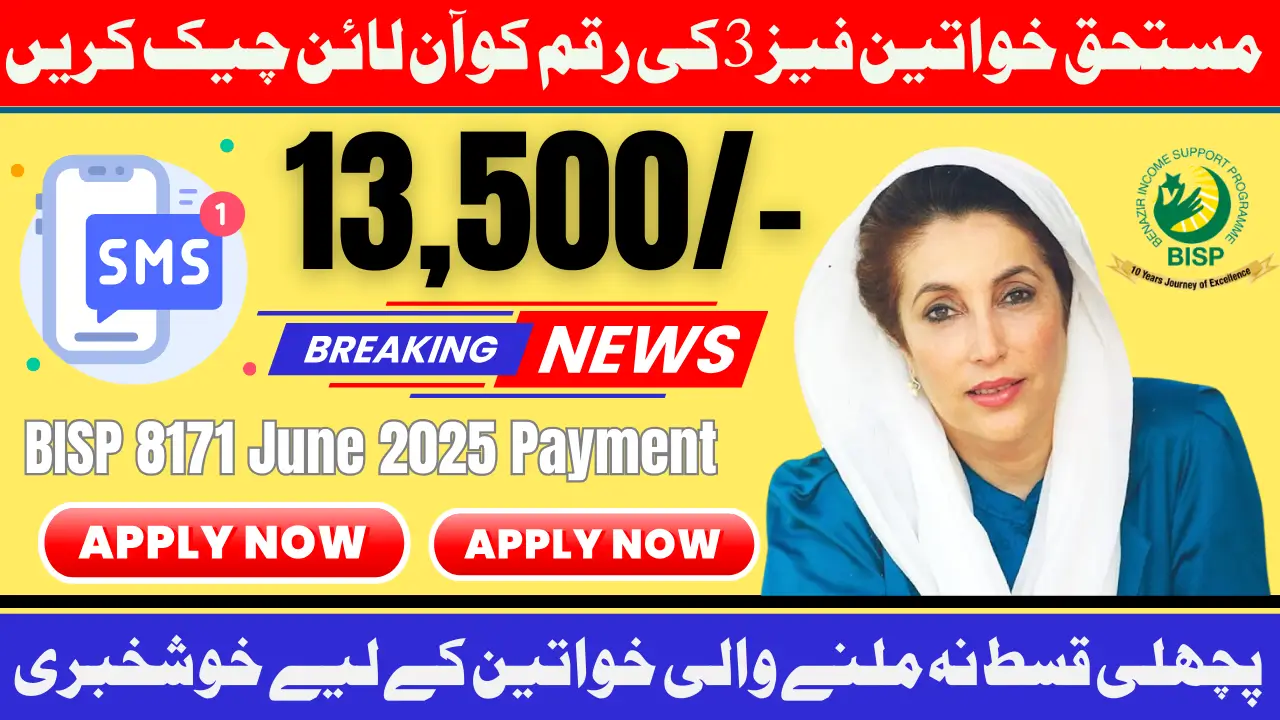 BISP 8171 June 2025 Payment Check Online 13,500 Disbursement for Eligible Poor Women