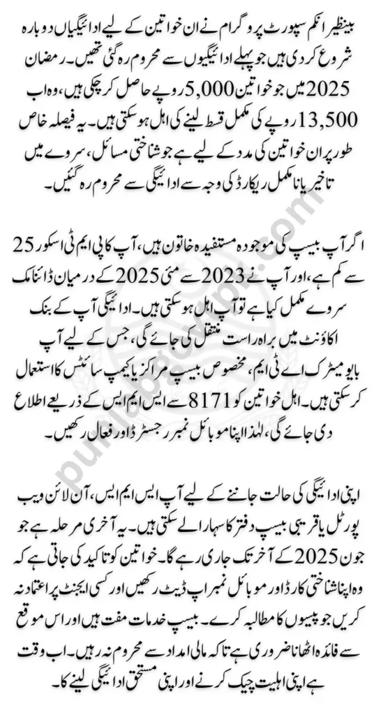 BISP Payment Reopen For Unpaid Women Check Complete 13,500 Details