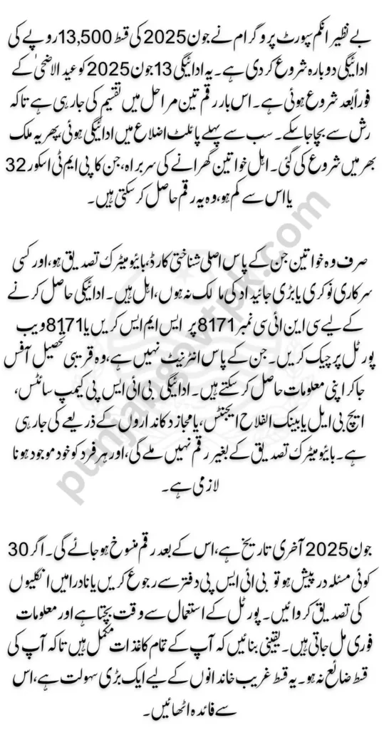 BISP 8171 Payment June 2025 Check Eligibility Status Online for 13500