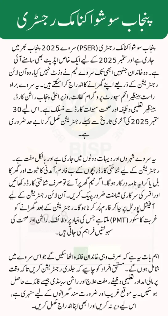 PSER Online Registration 2025 Last Date for Survey September 2025 Update